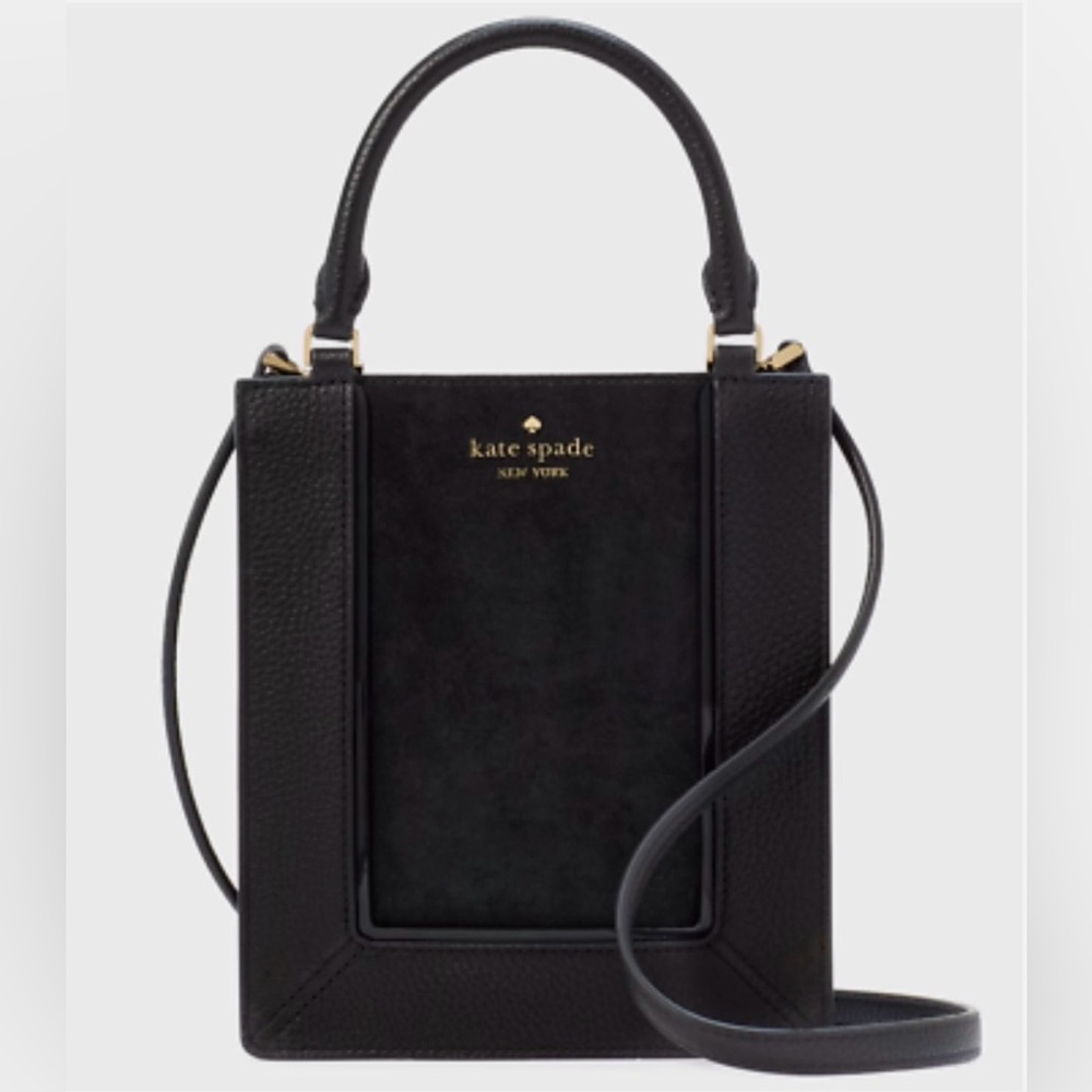 Kate Spade Lena Mini Tote Black Leather & Suede Bag Purse NWT